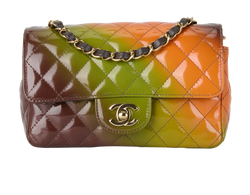 Mini Sunset Flap Bag,Patent,Brown/Green/Orange,PX5NEAPA (2021-25),DB,3*